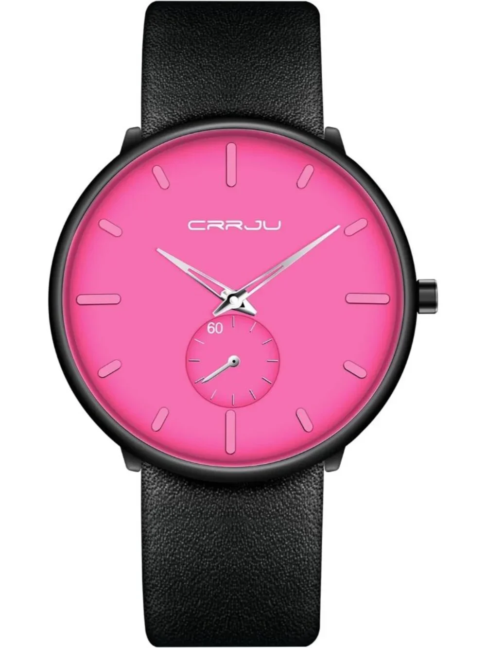 Unisex Pink Ultra-Thin Minimalist Waterproof Fashion Leather Band Wrist Watch